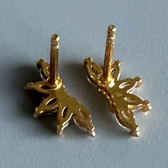 24k Gold Vermeil CZ Tiny Stud Earrings - Picture 5 of 15
